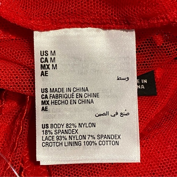 NWT INC INTERNATIONAL CONCEPTS Cupped Swiss Dot Sheer Lace Thong Bodysuit RED - Picture 6 of 8